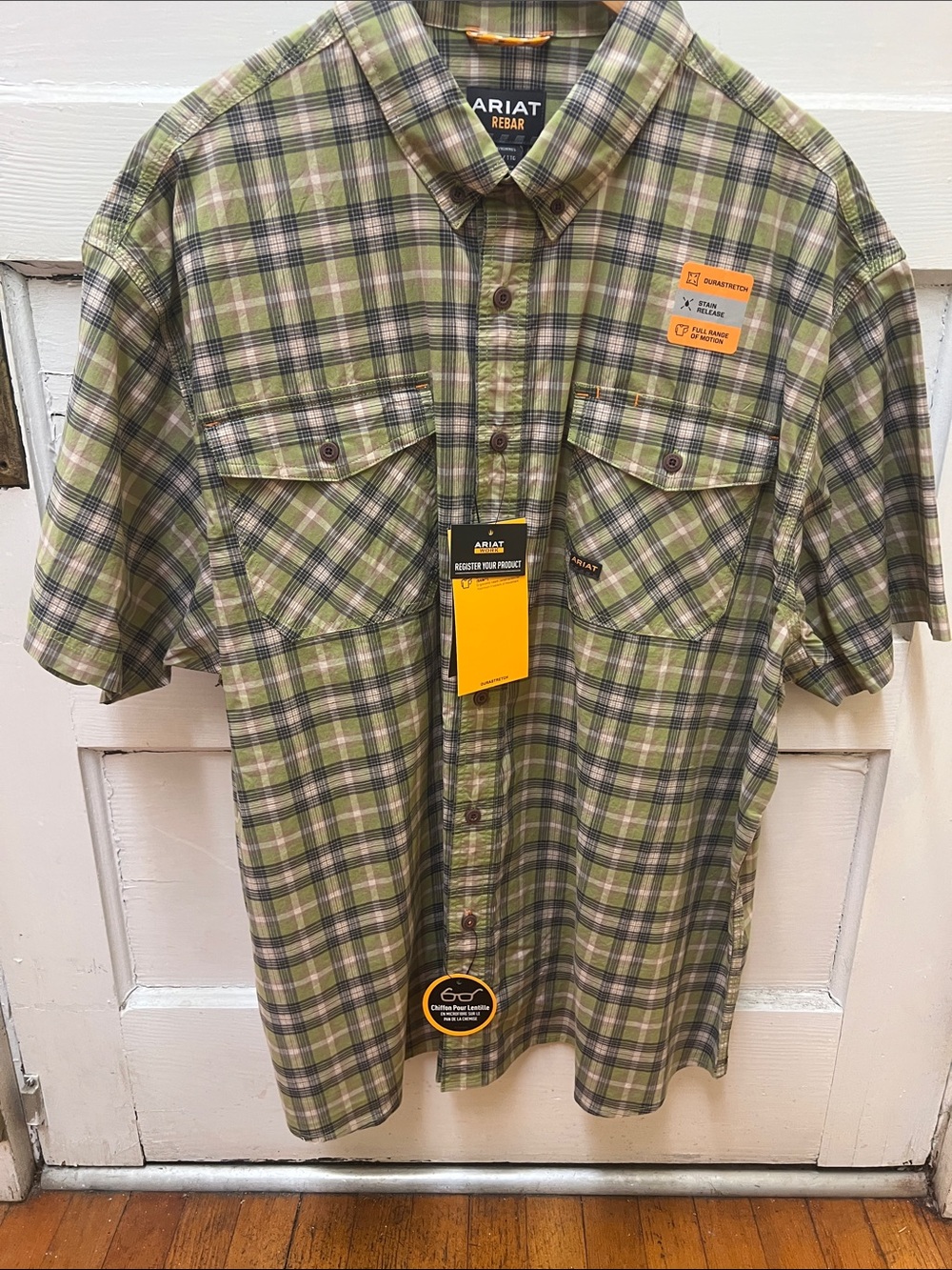NWT M’s Ariat Rebar Durastr SS Work Shirt- Silver Mink